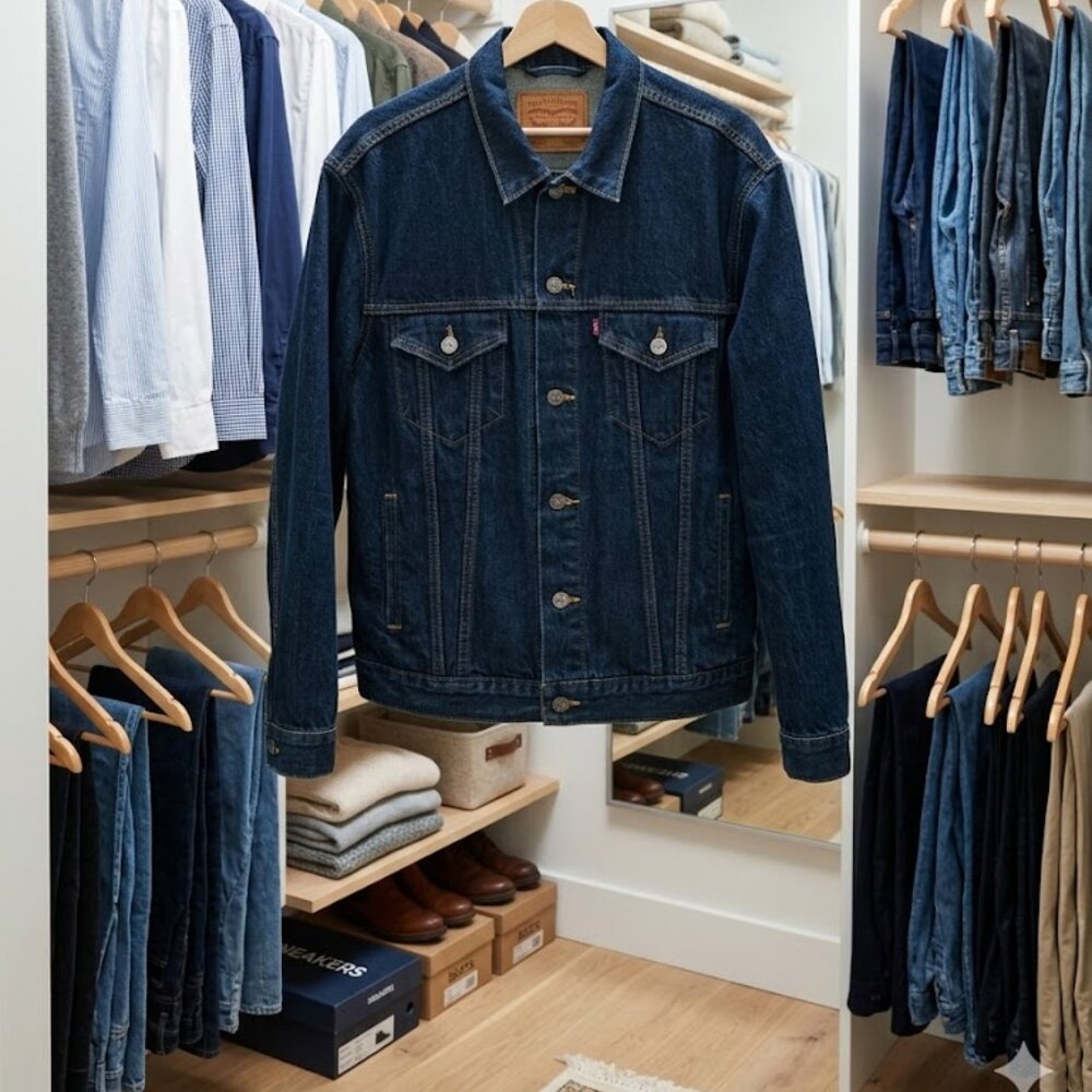New Levi Strauss & Co Original Riveted Blue Denim Jacket Size L 70507-4809